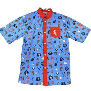 Mens Chicago White Sox Hawaiian Shirt Short Sleeve Baseball MLB Blue Sz Medium